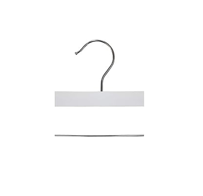 NAHANCO 21114RC 14” White Wooden Pant Skirt Hanger with Chrome Hook and Clips, (Pack of 100)