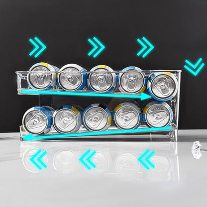 OnDisplay FIFO Gravity Auto-Feed Refrigerator Soda/Beer Can Organizer - Stores Up to 12 Cans in Fridge - BPA Free Food-Grade Storage Solution for Standard and Tall Cans