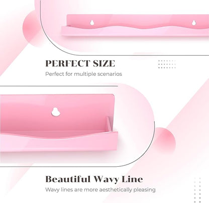 6 Pack Nail Polish Wall Mounted Shelf,15 Inch Nail Polish Floating Shelves for 66-90 Bottles Multi-Purpose,Ideal Gift, Great Display for Salons Retailers,Pink