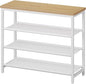 HOOBRO Shoe Rack with 3 PU Shelves, 4-Tier Shoe Storage Organizer for Closet and Entryway, Holds 9-12 Pairs of Shoes, Sturdy Metal Frame, Small Spaces, White and Natural WN94XJ01