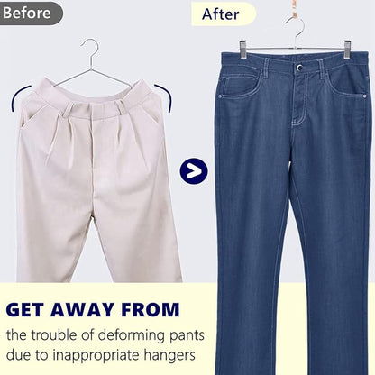 Amber Home 50 Pack Metal Pants Hangers with Clips, Heavy Duty Metal Skirt Hangers with 2-Adjustable Clips, Bottom Hangers for Shorts, Jeans, Trousers (50)