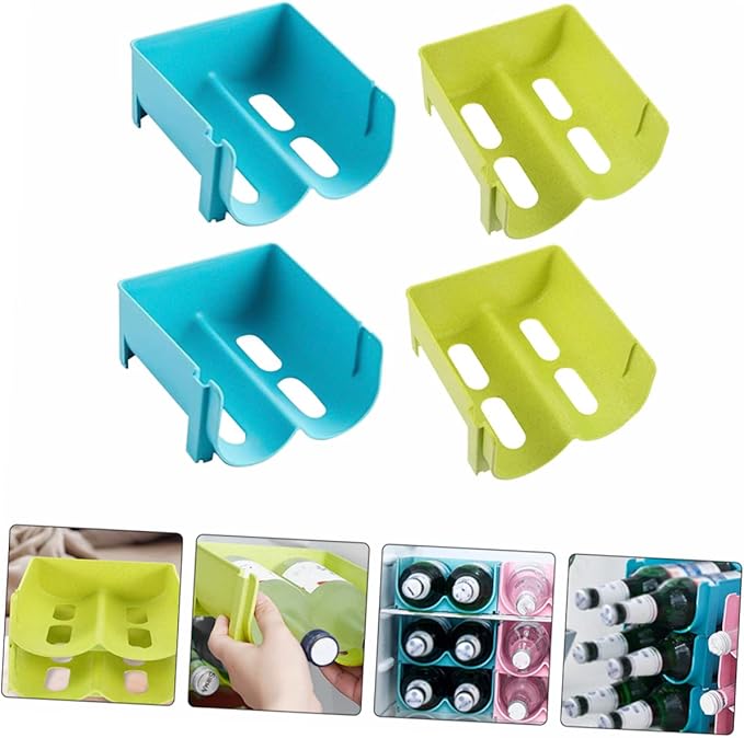 PRETYZOOM Fridge Can Dispenser Stackable Soda Can Organizer Sturdy Refrigerator Storage Rack for Bins Bottles