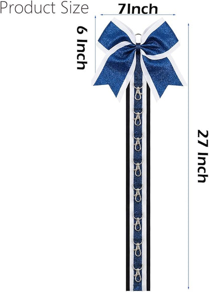 Glitter Large Handmade Cheer Bows Holder, Wall Hanger for Cheerleading Teen Girls High School College Sports, Navy