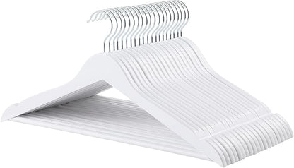 Amazon Basics Durable Wooden Suit Clothes Hangers, White, 20-Pack