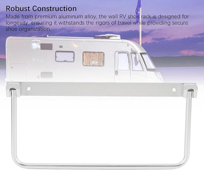 Cyrank Wall Mounted Shoe Storage Rack, Foldable RV Shoe Rack Space Saving Hanging Organizer Aluminum Alloy in Camping RV Travel (Silver)