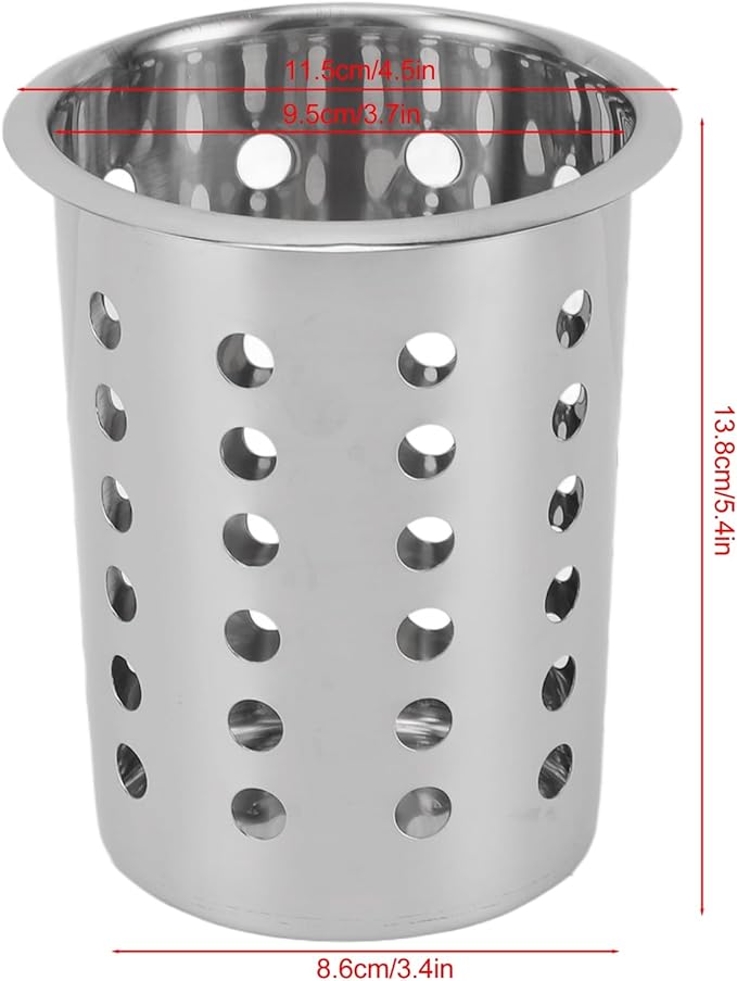 TOPINCN Stainless Steel Utensil Holder, Multifunctional Design Large Capacity Organizer for Knives, Forks, and Chopsticks, Convenient and Practical (With Holes)