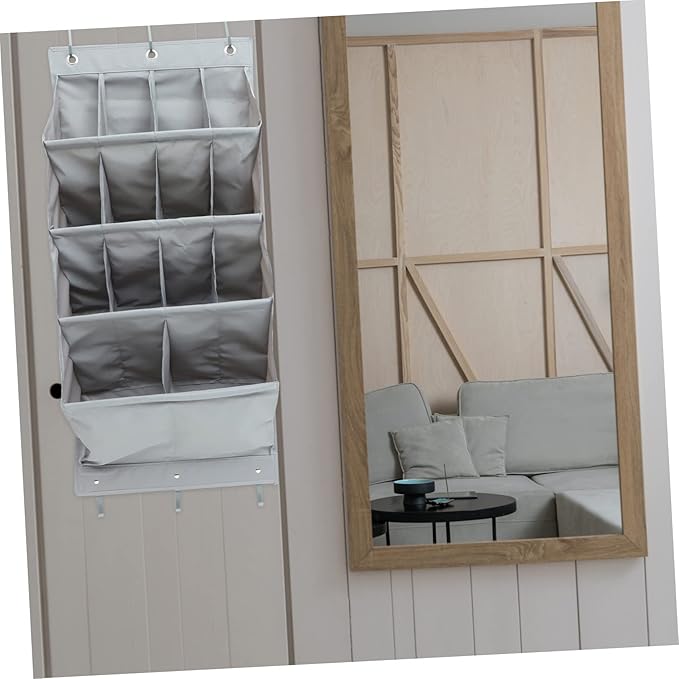 Ciieeo Multi-layer over The Door Organizer Hanging Storage Bag for Shoes Accessories Breathable Space-saving for Home Office Gray