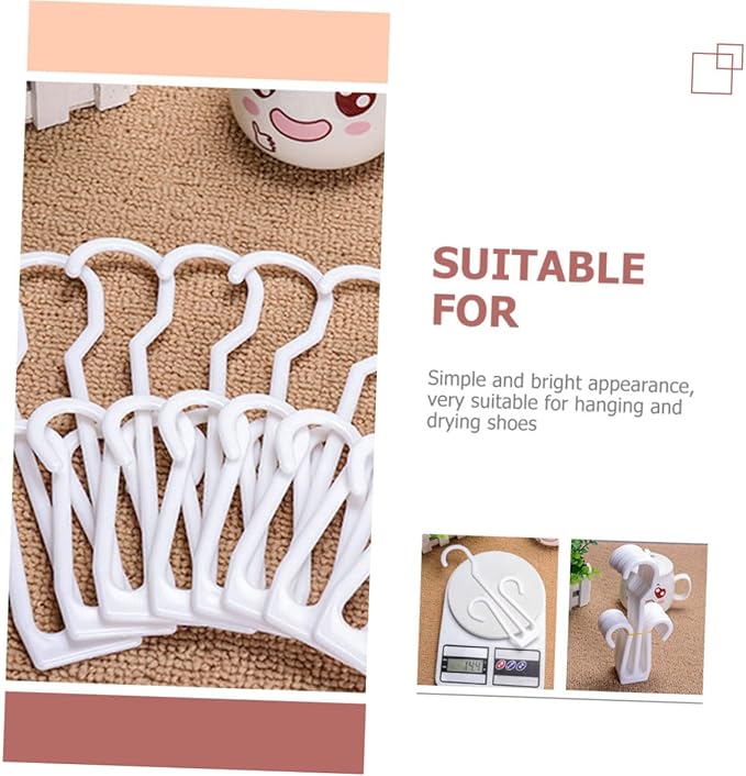 Luxshiny 20Pcs Hanging Shoe Hooks Plastic Shoe Hangers for Display and Drying Household Organizer Racks for Storage and Showcases