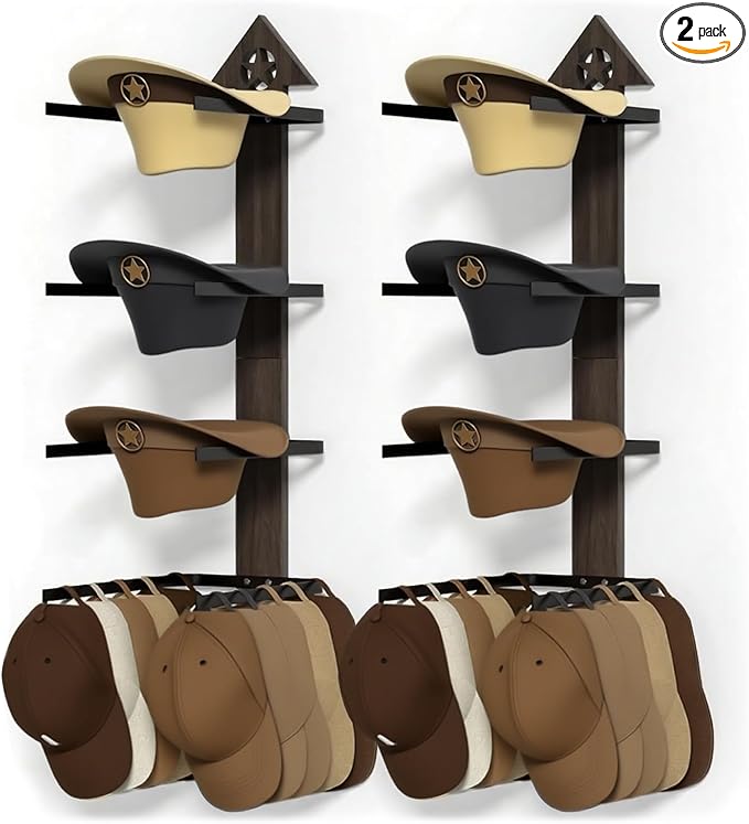 Cowboy Hat Rack -Cowboy hat holder for wall With Heavy- Organize and Display Your Hats with Ease, Wall Mounted Hat Hanger Western Decor for Cowboy Hats- Ideal Western Decor(2pcs)