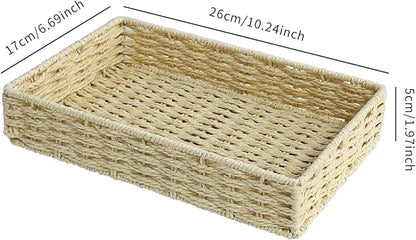 Storage Basket, Small Woven Paper Rope Basket for Drawer, Shelf & Closet Organization, Beige