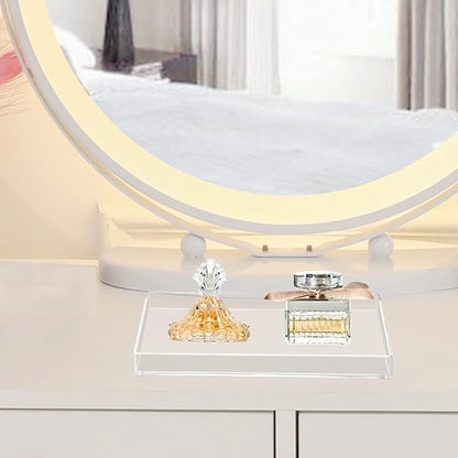 Acrylic Bathroom Tray for Counter, Handmade Clear Trays Sturdy Organizer for Cup, Sponge, Soap, Plant (Medium, Clear)