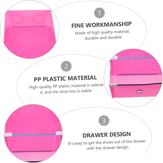 Amosfun 5pcs Clear Plastic Drawer Shoe Storage Boxes Stackable Design for Women Footwear Pp Material for Organizing Sneakers and Sandals Space-saving