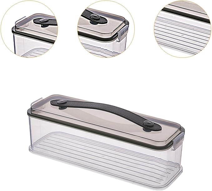 Pasta Container with Handle Food Storage Box Airtight Spaghetti Keeper Rectangular Canister, Single Layer