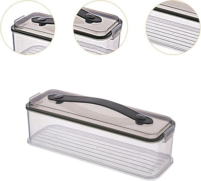 Pasta Container with Handle Food Storage Box Airtight Spaghetti Keeper Rectangular Canister, Single Layer