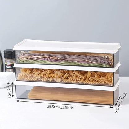 Pasta Containers for Pantry 2Pcs, Spaghetti Storage Conainer with Lids, Noodle Organizer with Measuring Hole Storage for Pasta, Flour, Sugar and Noodles