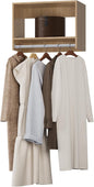 Tall Hanging Closet Unit, Modular System Organizer With Storage for Walk-In Closets, Clothing Rack Wardrobe for Hanging Clothes, Bedroom, Wood, 19.5"W