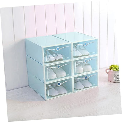 Amosfun 6pcs Transparent Stackable Shoe Storage Box Thicken Plastic Container for Sneakers Small Green for Closet Organization and Easy Access