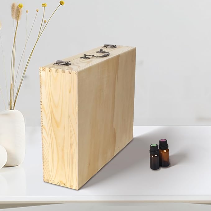 Essential Oil 80 Slots Storage Box Wooden Essential Oils Display Organizer Stand Holder for 15 ml Bottles Nail Polish Collection.