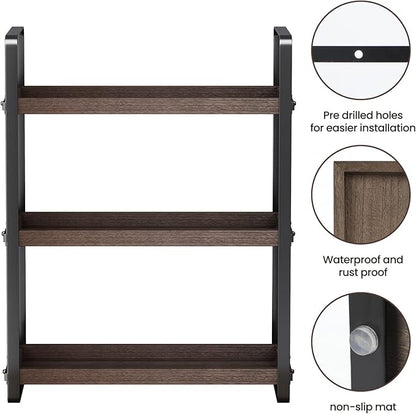 HNRLOY Bathroom Counter Organizer,Bathroom Countertop Organizer,Counter Shelf,Countertop Storage,Organization and Storage,Makeup Shelf,Sink Caddy(Brown 3 Tier)