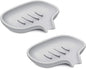 SUBEKYU Silicone Soap Dish for Bathroom,Bar Soap Holder for Shower with Draining Tray, Waterfall Soap Tray for Kitchen Sink, Set of 2 (2 * Gray)