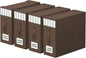 StorageTastic 4 Pack Bed Sheet Closet Organizers and Storage,Sturdy Foldable Storage Containers with Window and Label,Storage and Organization for Bedding Sheets,Duvet Covers,Blankets (Brown)