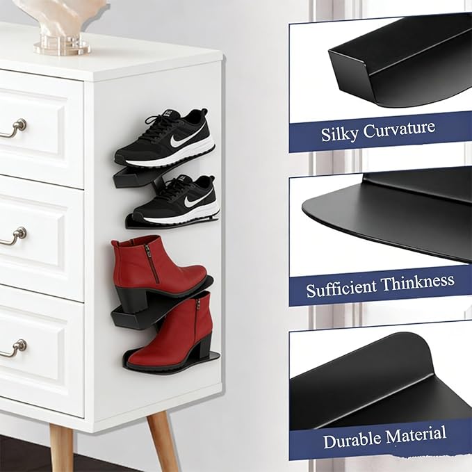 4 Sets Floating Shoe Display Shelves H-Type Wall Mounted Shoe Racks Large Metal Hanging Shoe Organizers Sneaker Holders for Shoe Collectors & Advertising Exhibition