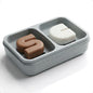 AIMAIAIMAI 2-Compartment Shampoo Bar Holder | Slotted Soap Dish with Drainage Tray for Bar Shampoo and Conditioner (1-Pack, Gray)