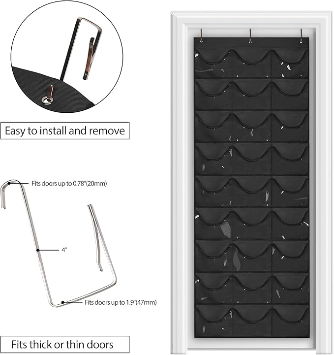 Dofilachy Hat Rack - Hat Organizer - Hat Racks for Baseball Caps, Visible Hat Holder - Baseball Rack for Wall Door with 3 Hooks, 27 Deep Pockets