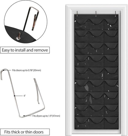 Dofilachy Hat Rack - Hat Organizer - Hat Racks for Baseball Caps, Visible Hat Holder - Baseball Rack for Wall Door with 3 Hooks, 27 Deep Pockets