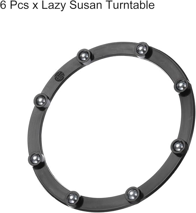 MECCANIXITY 4inch Rotating Swivel Stand with Steel Ball Bearings Annular Lazy Susan Base Turntable for Kitchen Corner Cabinets, 98 x 82mm Black Pack of 6