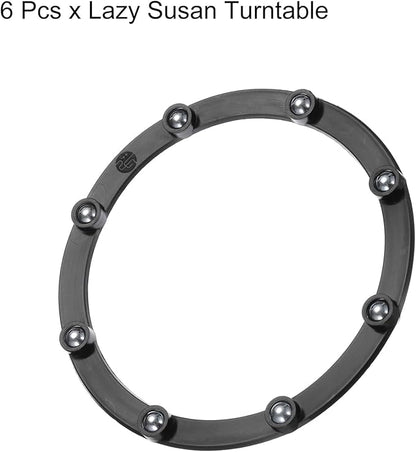 MECCANIXITY 4inch Rotating Swivel Stand with Steel Ball Bearings Annular Lazy Susan Base Turntable for Kitchen Corner Cabinets, 98 x 82mm Black Pack of 6