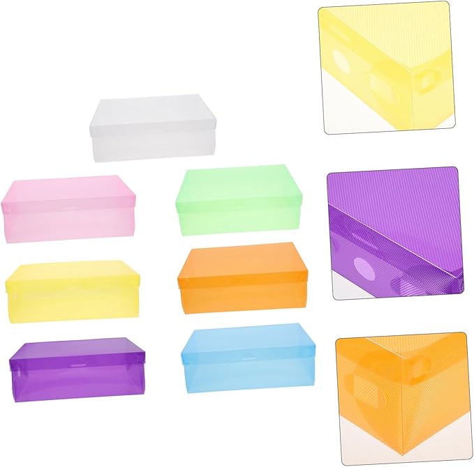 Happyyami 7pcs Shoe Storage Box Set Stackable Organizer for High Heels Sneakers Boots Space-saving Design for Closet Entryway Multi Options Yellow