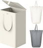 WOWLIVE 100L Laundry Hamper with Lid, Large Foldbale Laundry Basket with 2 Removable Bags and Handles, Tall Collapsible Dirty Clothes Hamper for Laundry Room, Bathroom, Dorm (Beige)