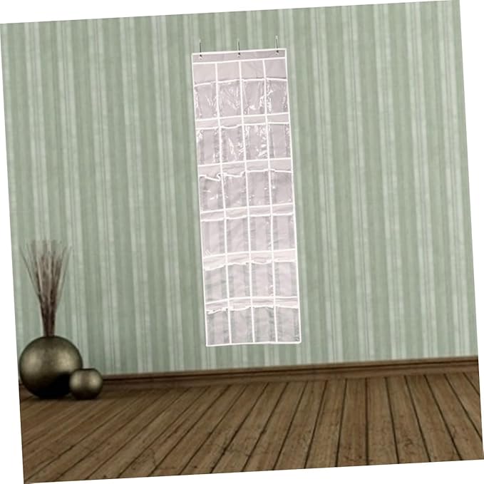 24Grid Transparent Hanging Shoe Organizer Bag Clear Wall Storage for Shoes Toiletries and Sundries Over the Door Bathroom Storage