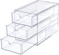 Hipiwe 3 Drawers Acrylic Drawer Organizer Clear Desktop Organizer for Hair Accessories Jewelry Stationery Office Supplies Acrylic Drawer Storage Box for Vanity Bathroom Closet