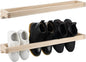 Wenqik 2 Pcs Wall Mounted Wooden Shoe Rack 30 Inch Rustic Wood Wall Hanging Shoe Rack Space Saving Footwear Holder Shoes Storage Organizer for Mudroom, Entryway, Closet (Wood Color)