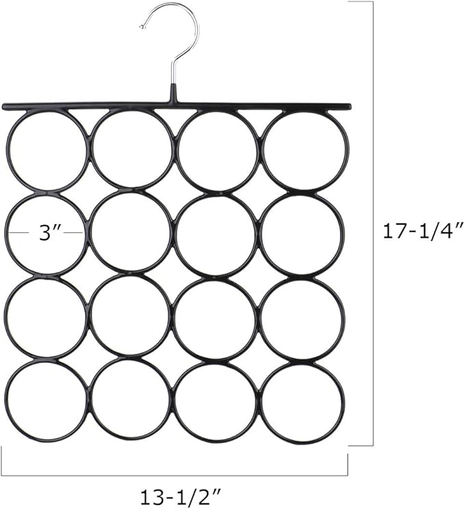 Tosnail 3 Pack Total 48 Rings Steel Non-Slip Tie Hanger Scarf Hangers Scarf Organizer Scarf Holder Legging Hanger Closet Space Saver