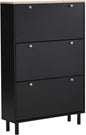 Contemporary Shoe Cabinet with 3 Flip Doors Free-Standing Wooden Shoe Rack Shoe Storage Organizer for Entryway Hallway Small Space (Black&Natural)