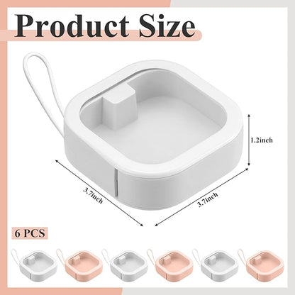 Kathfly 6 Pcs Hair Tie Organizer, Portable Bobby Pin Holder, Stackable Hair Accessories Holder for Travel, Cotton Swabs Dispenser, Jewelry Organizer Box(Pink, White)