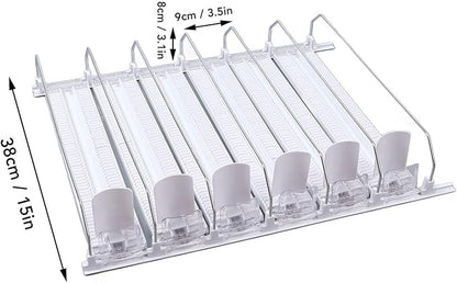 Fabater Drink Organizer for Fridge, 6 Rows Adjustable Width Automatic Pusher Glide, Self Pushing Soda Can Organizer for Refrigerator, Large Capacity, Automatic Drink Dispenser for Fridge