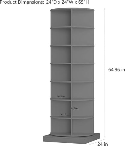 Rotating Shoe Rack Tower, 7-Tier Spinning Shoe Rack, Free Standing 360° Revolving Shoe Organizer Can Hold 28 Pairs of Shoes for Entryway Living Room Hallway (7-Tier, Gray)