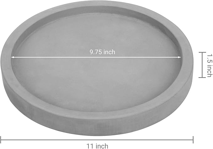 MyGift 11-inch Modern Gray Concrete Round Bathroom Vanity Tray, Cologne and Perfume Tray for Dresser Top