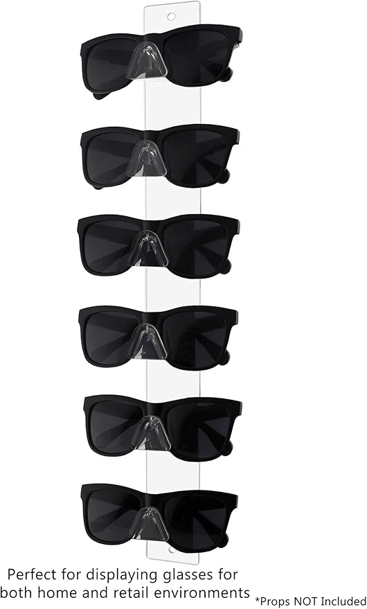 Marketing Holders Sunglasses Holder 6 Pair Wall Mount with Hardware Department Stores Malls Shopping Centers Convenient Clear Acrylic Organizer