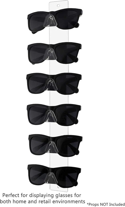 Marketing Holders Sunglasses Holder 6 Pair Wall Mount with Hardware Department Stores Malls Shopping Centers Convenient Clear Acrylic Organizer