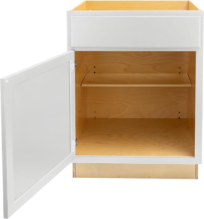Quicklock RTA (Ready-to-Assemble) | Base Kitchen Cabinets - Shaker Style | Made in America (Pure White, 24" Wx34.5 Hx24 D Base)