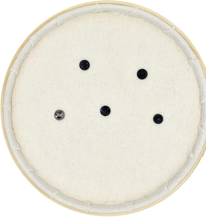 Round Badge Brooch Display Wall Hanging Pin Display Glitter Board Jewelry Storage Pin Collection Banner with Bamboo Hoop for Enamel Pins Buttons and Labels (Natural-Canvas)