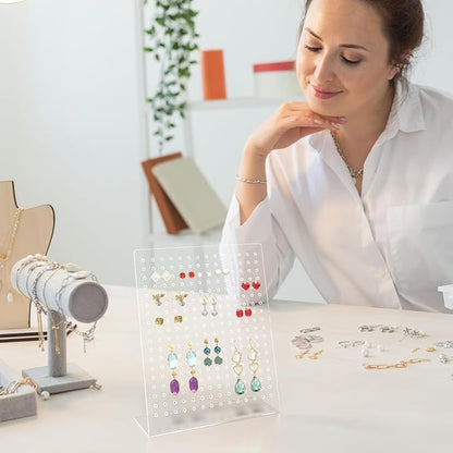 Marketing Holders Earring Display Stand 126 Earrings Holder Clear Acrylic Slant Back Holds Studs Dangling Earrings for Accessory Outlets Secondhand Shops Fashion Boutiques