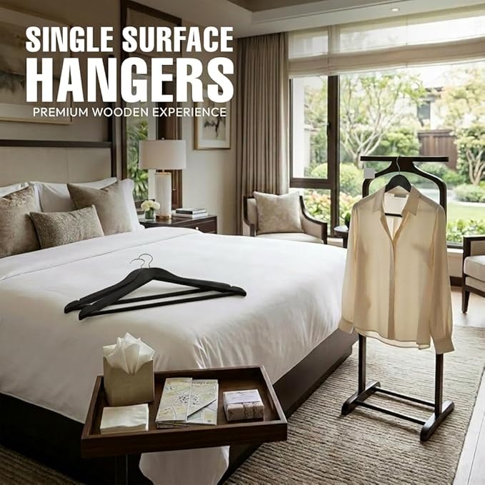 Utopia Home Premium Wooden Hangers 30 Pack - Durable & Slim Coat Hanger - Suit Hangers with 360-Degree Rotatable Hook - Wood Hangers with Shoulder Grooves (Black)
