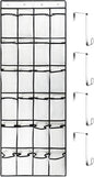 Over the Door Shoe Organizer, 24 Pocket Breathable Mesh Hanging Shoe Organizer, Shoe Holder, Sturdy over the Door Storage Fits for Size 13 Shoes 59x21 Hanging Shelves, White