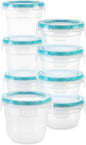 Snapware Plastic Total Solution 16-Pc Food Storage Containers Set, (4) 2-Cup & (4) 1.2-Cup Round Meal Prep Container, Plastic BPA-Free Lids with 4 Locking Tabs, Microwave, Dishwasher, and Freezer Safe